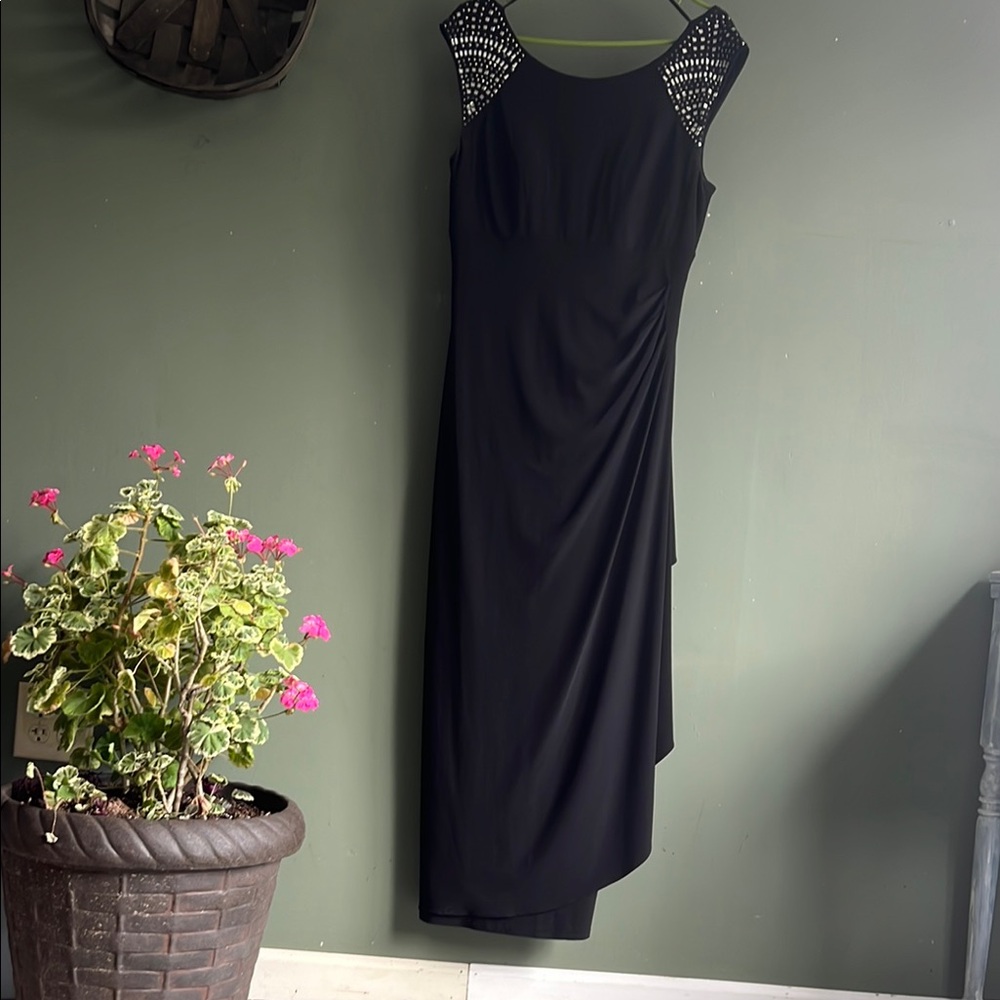 R&M Richard’s black long Gown rhinestone Formal size 12 * Cruisewear Ball Gala